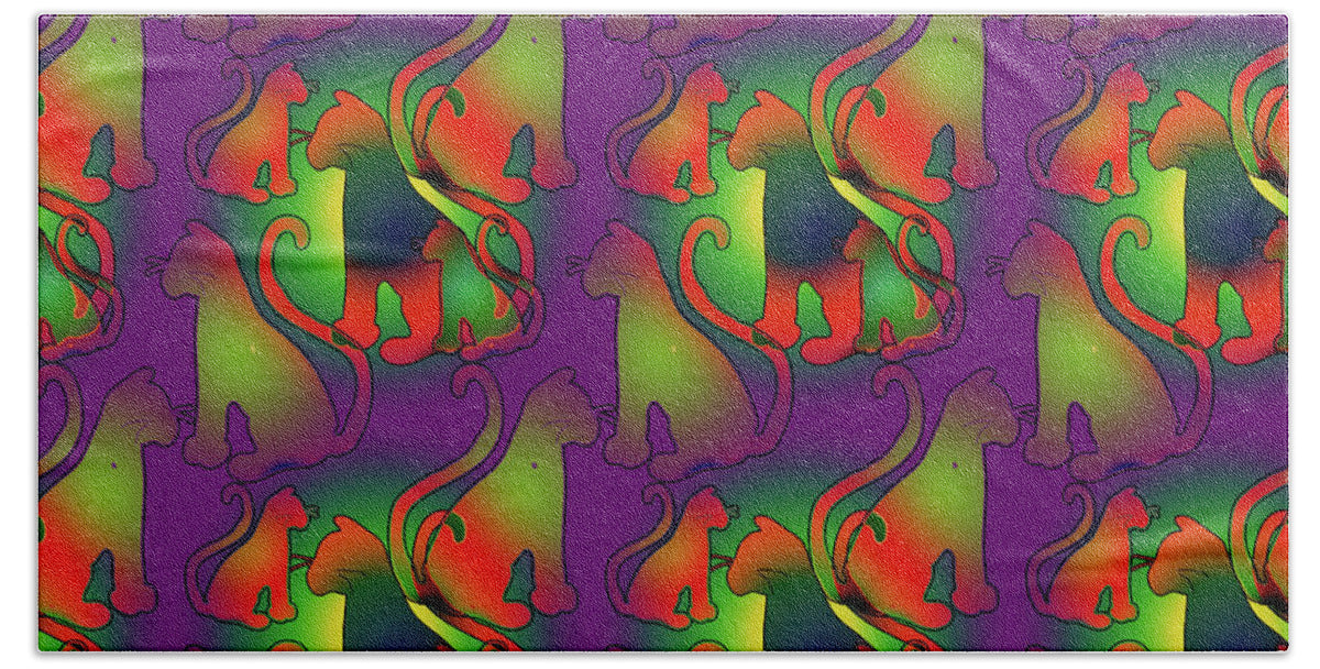 Abstract Rainbow Cats - Beach Towel