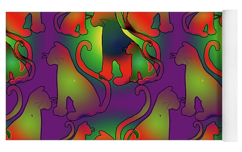 Abstract Rainbow Cats - Yoga Mat