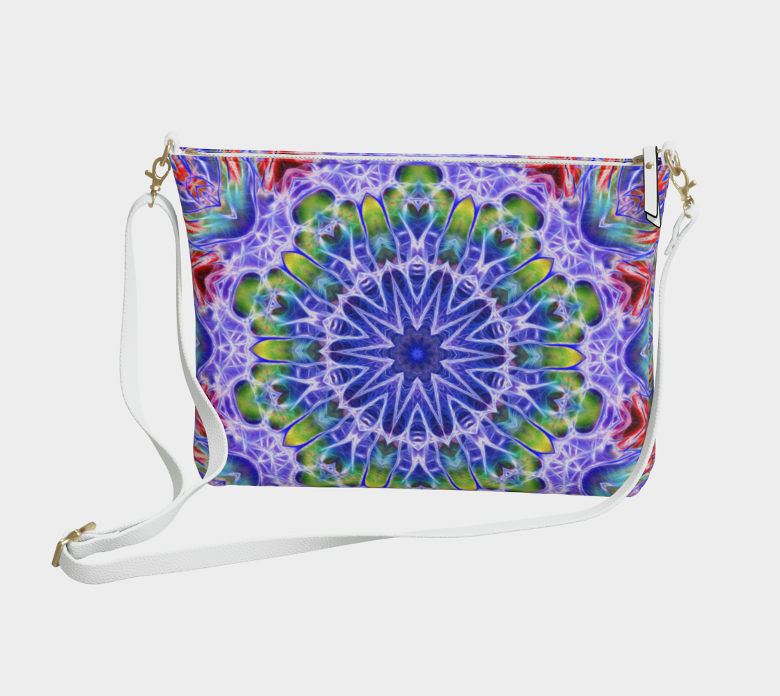 Blue Red Kaleidoscope Vegan Crossbody Purse