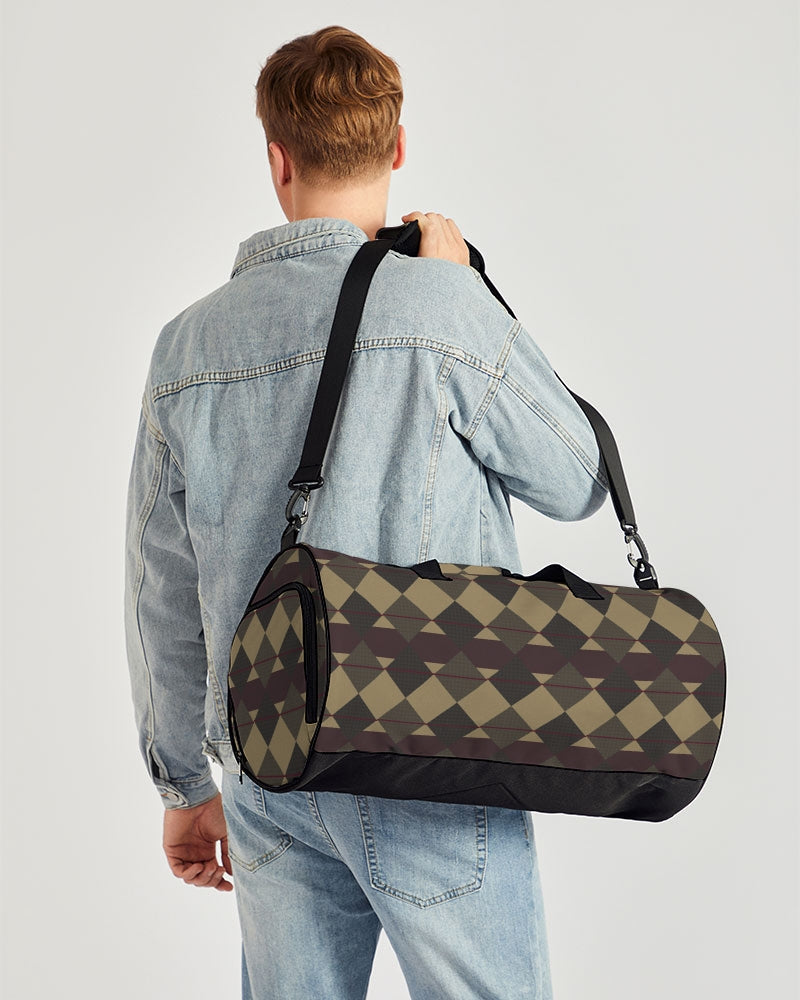 Checkered Brown Plaid Argyle Sports Duffle Bag