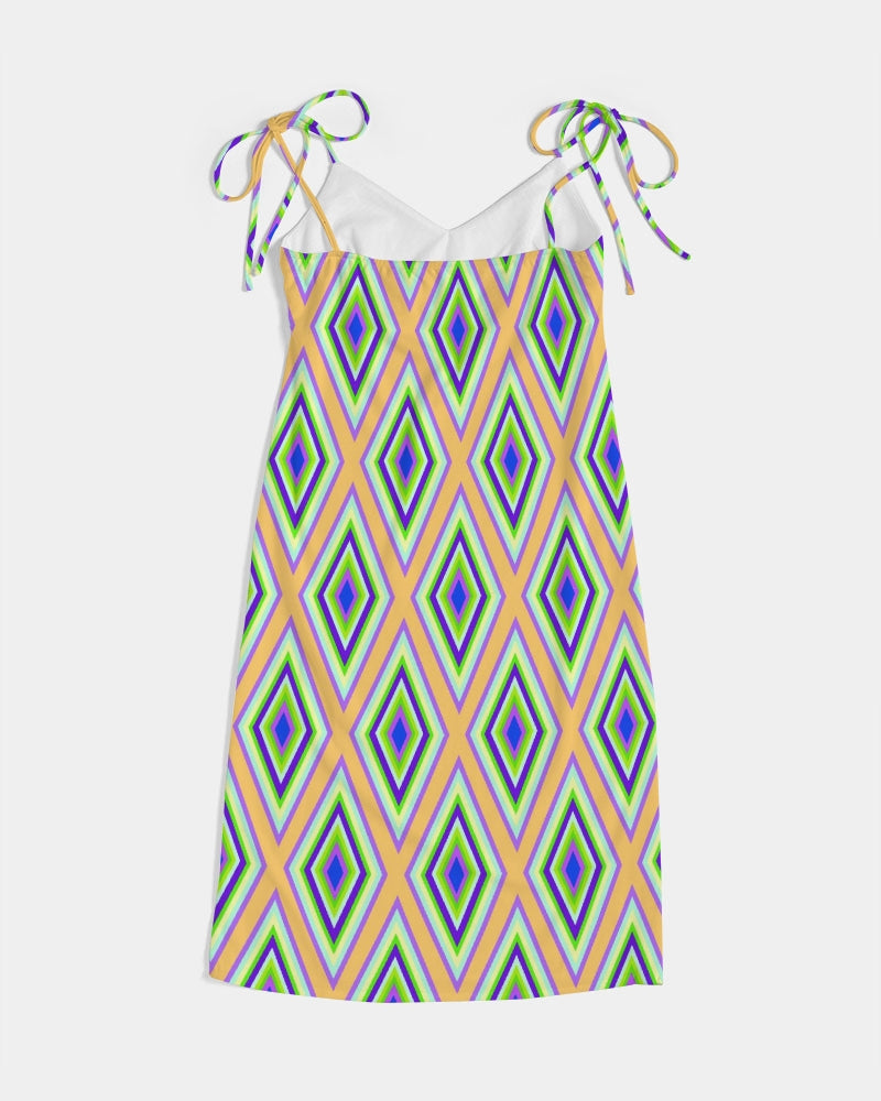 Colorful Diamonds Variation 1 Women's All-Over Print Tie Strap Split Dress