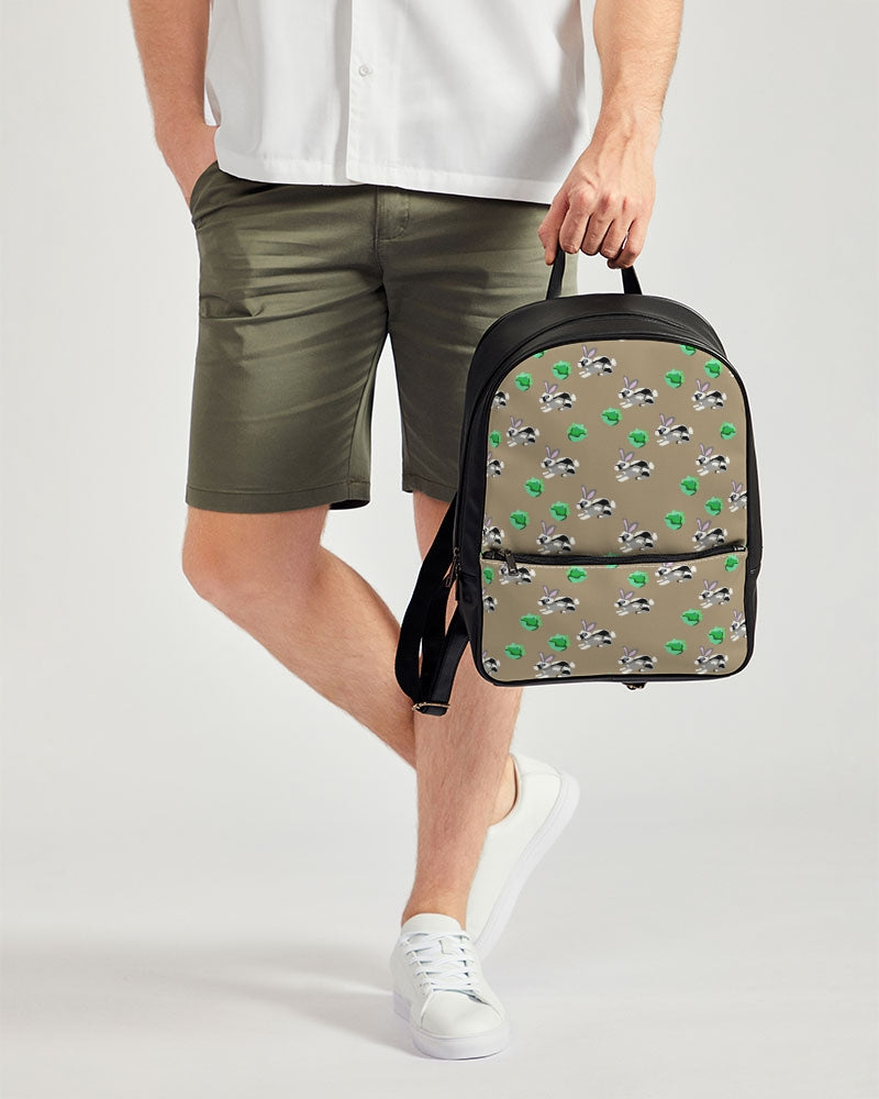 Bunnies Pattern Classic Faux Leather Backpack