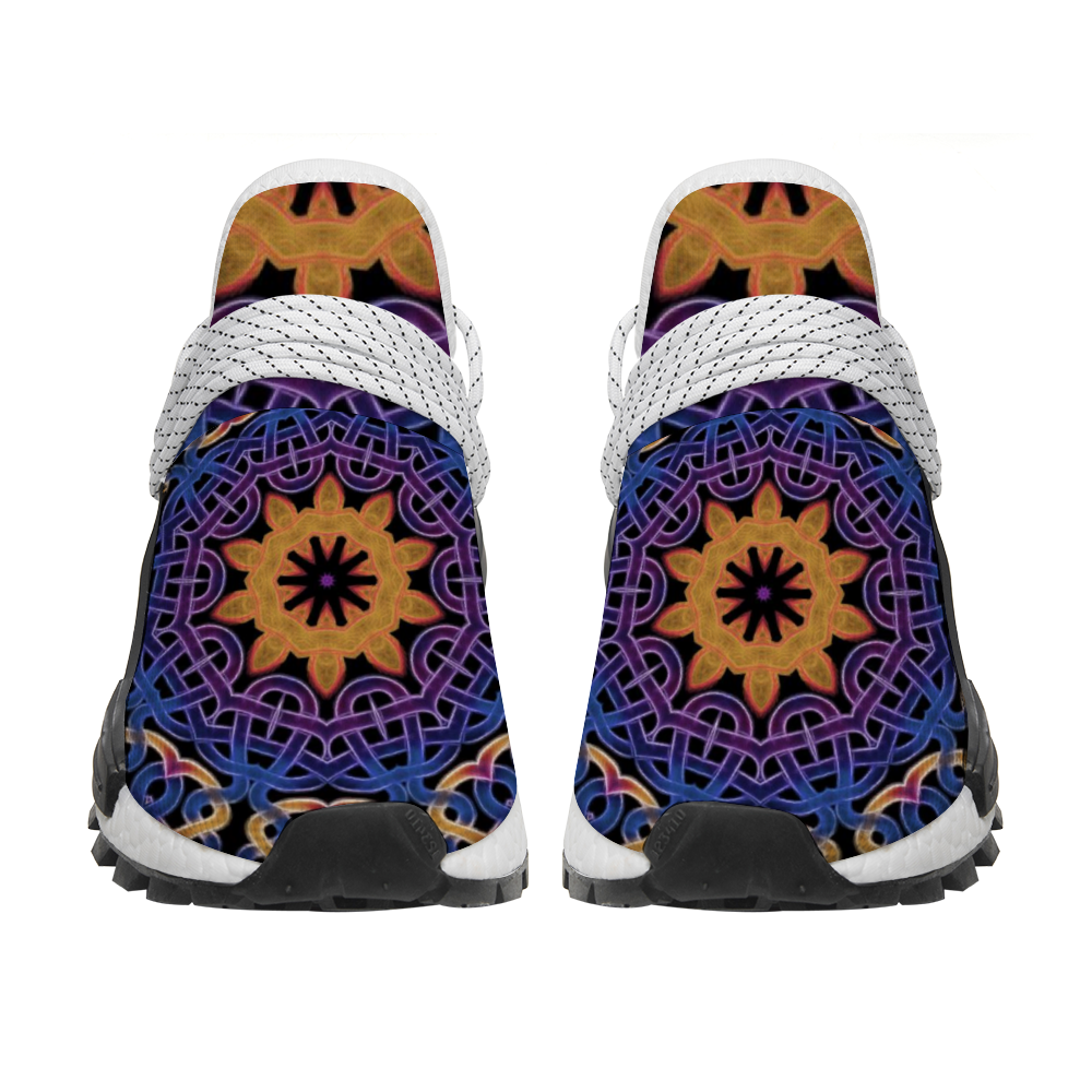 Blue Gold Celtic Kaleidoscope Custom Unisex Mid Top Breathable Non-slip Sneakers