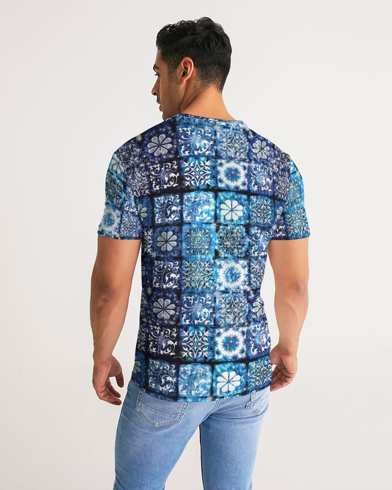 Blue Ice Crystals Motif Men's All-Over Print Tee