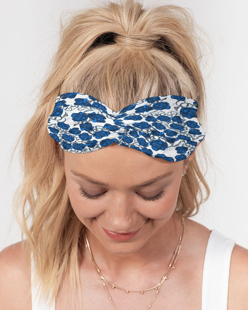 Blue Roses Twist Knot Headband Set