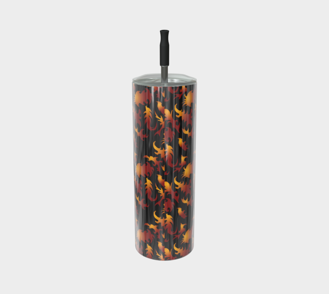 Abstract Flames Pattern Stainless Steel Tumbler