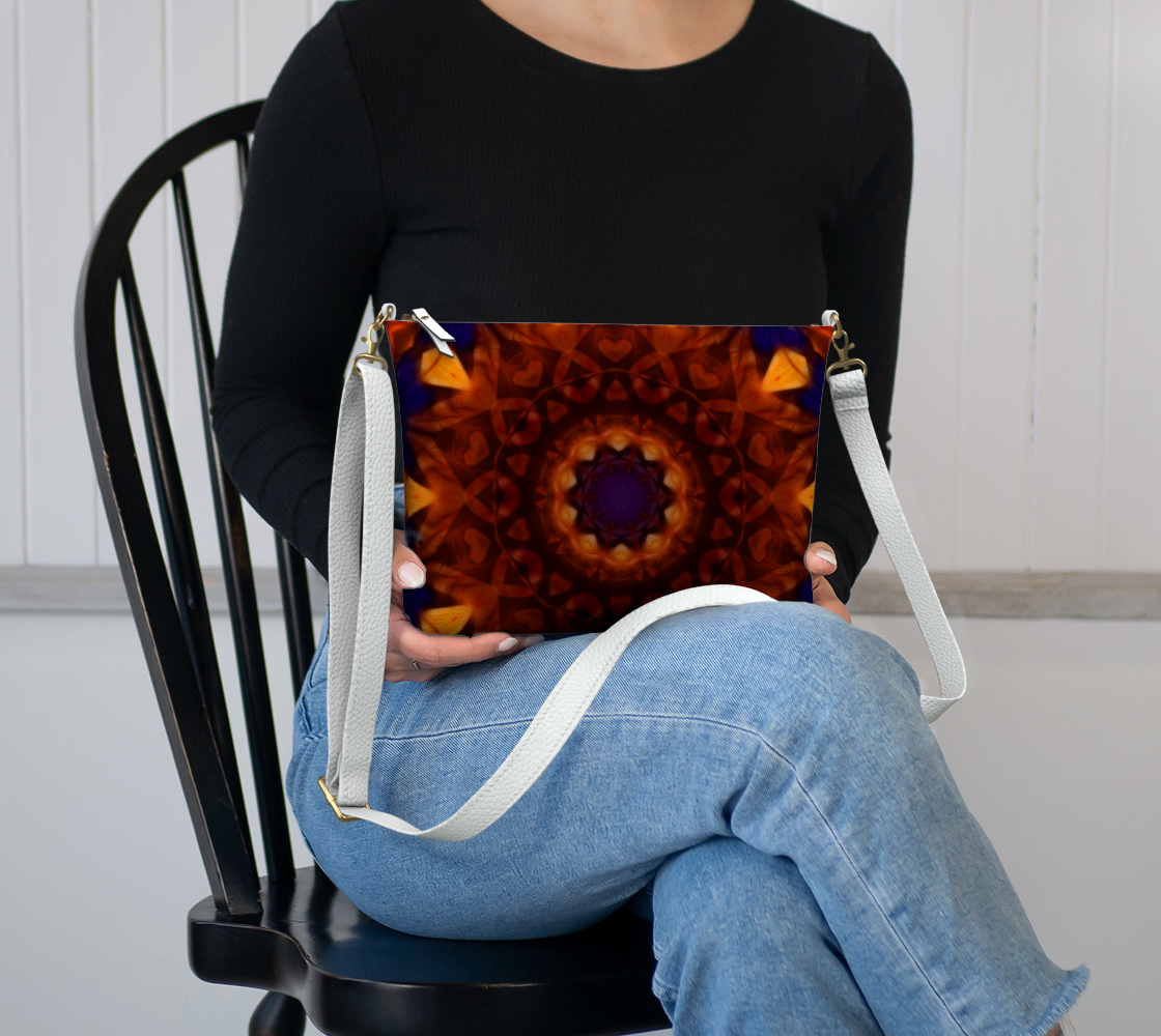 Blue Orange Kaleidoscope Vegan Crossbody Purse