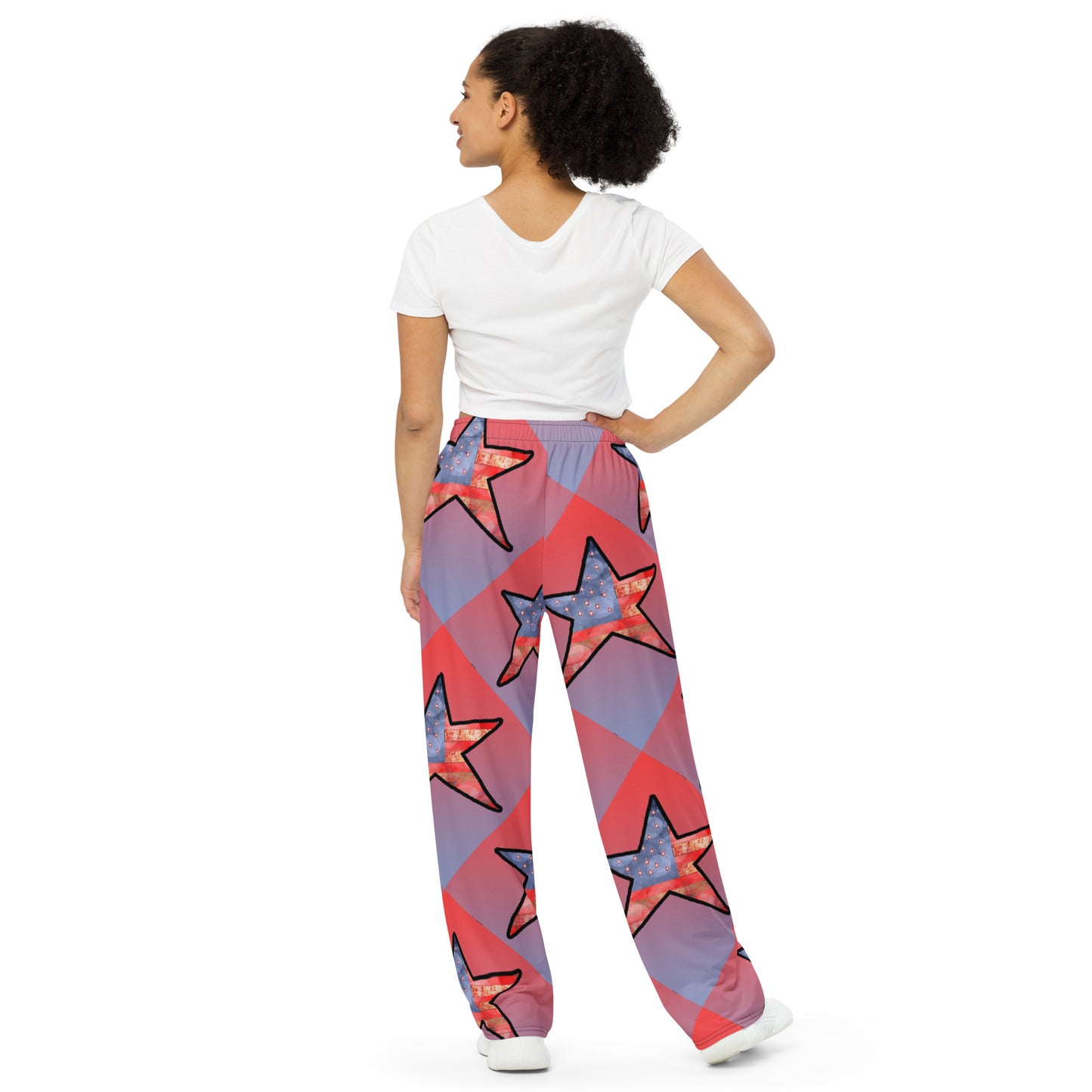 American Flag Star All-over print unisex wide-leg pants