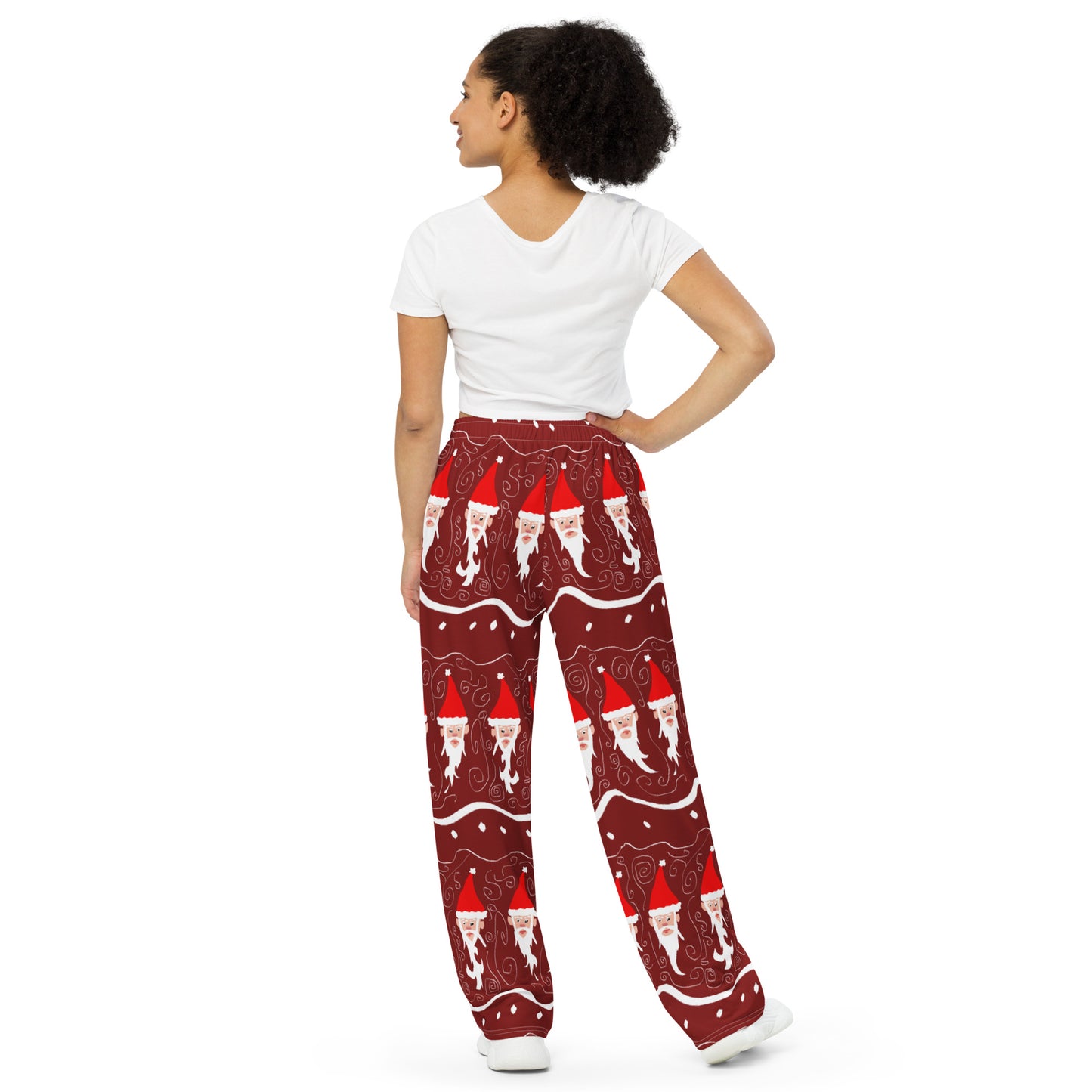 Bearded Santa Pattern All-over print unisex wide-leg pants