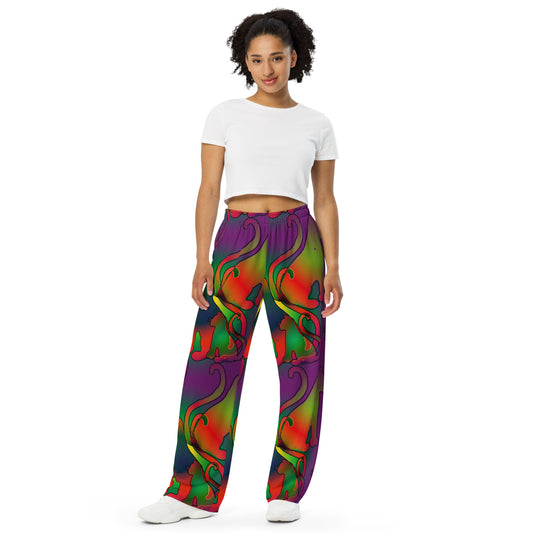 Abstract Cats All-over print unisex wide-leg pants