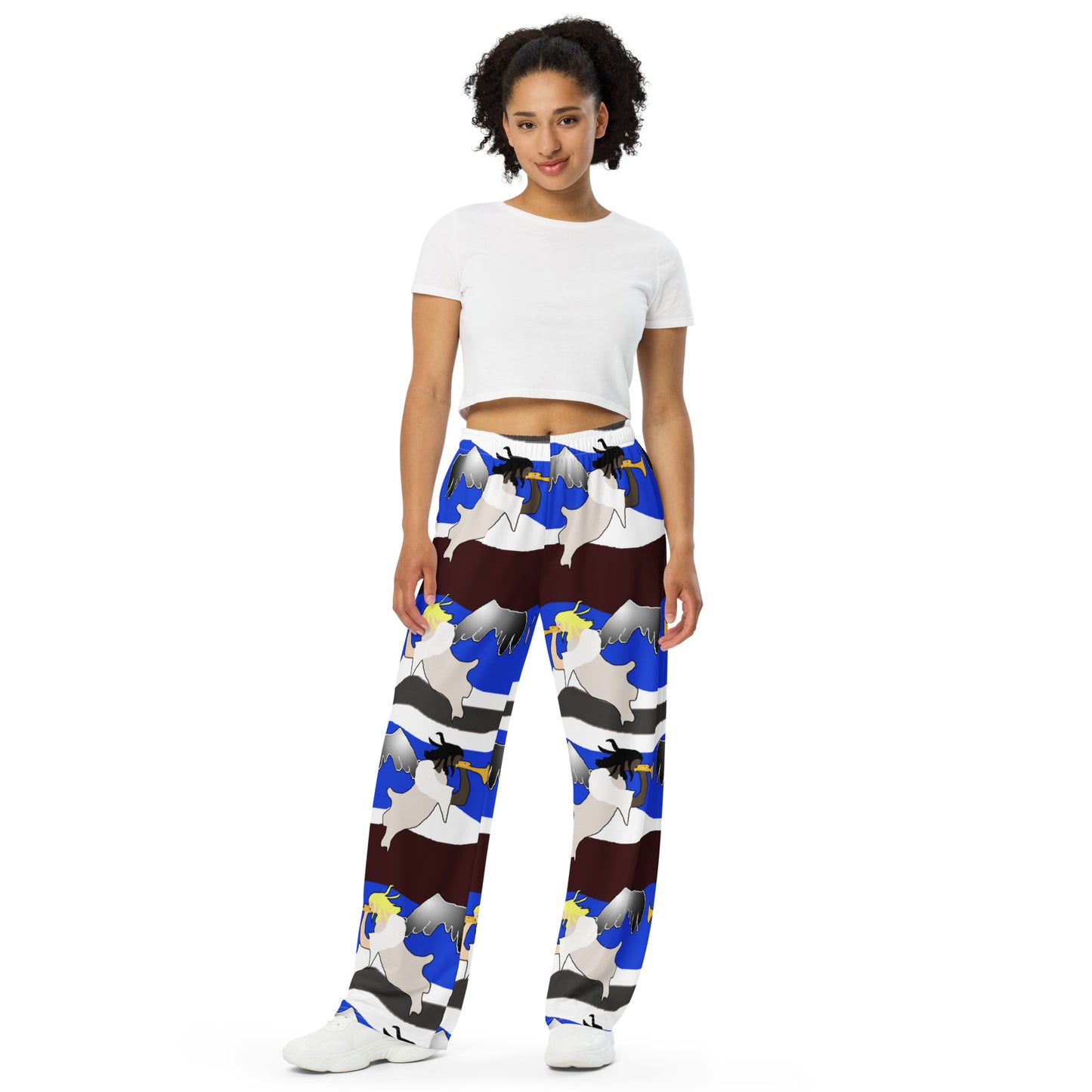 Angels Pattern All-over print unisex wide-leg pants