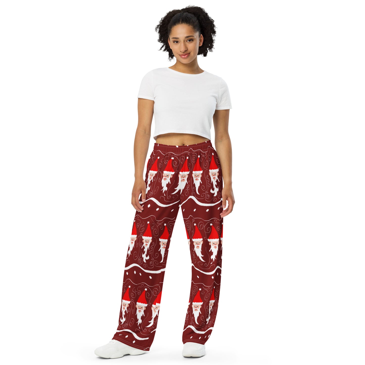 Bearded Santa Pattern All-over print unisex wide-leg pants