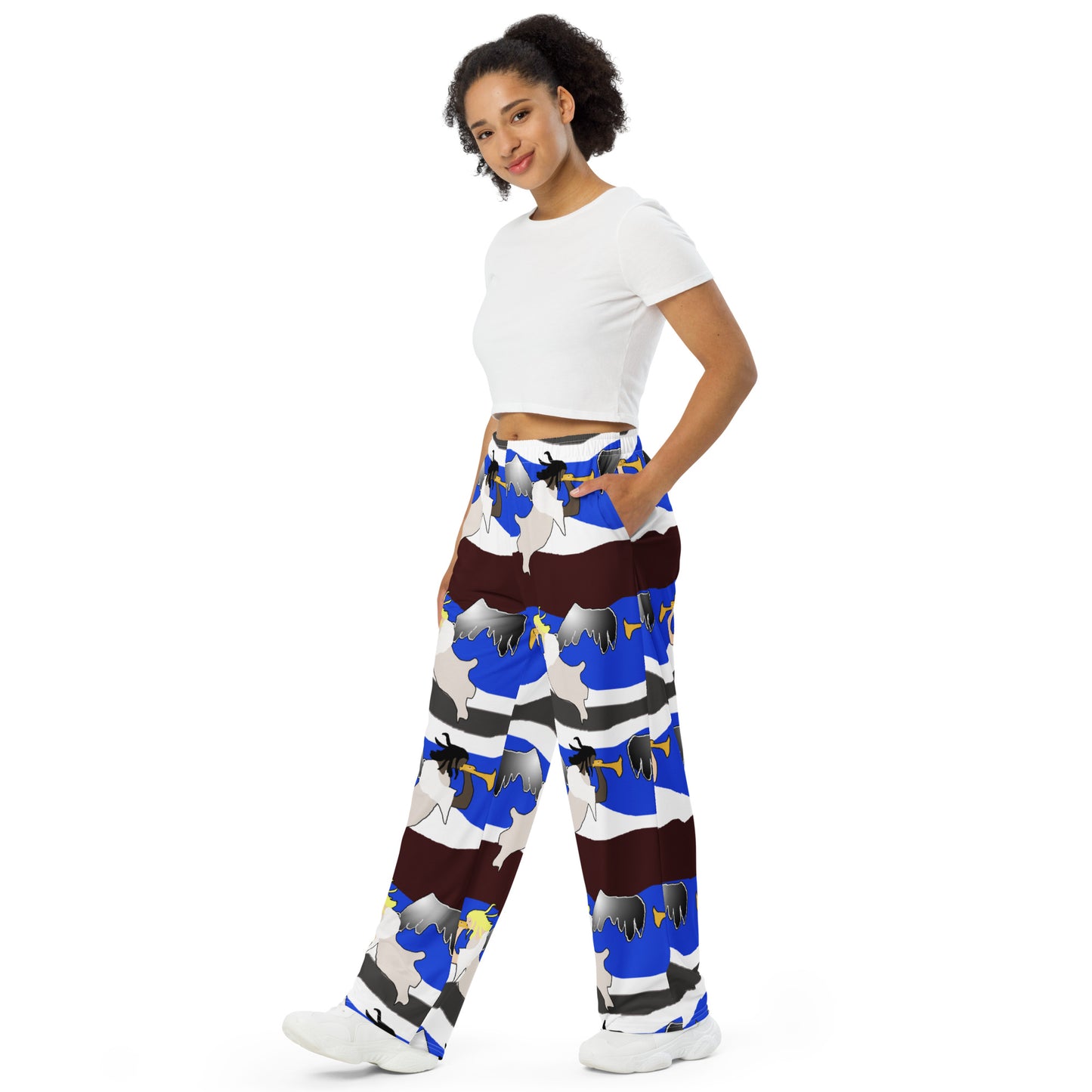 Angels Pattern All-over print unisex wide-leg pants