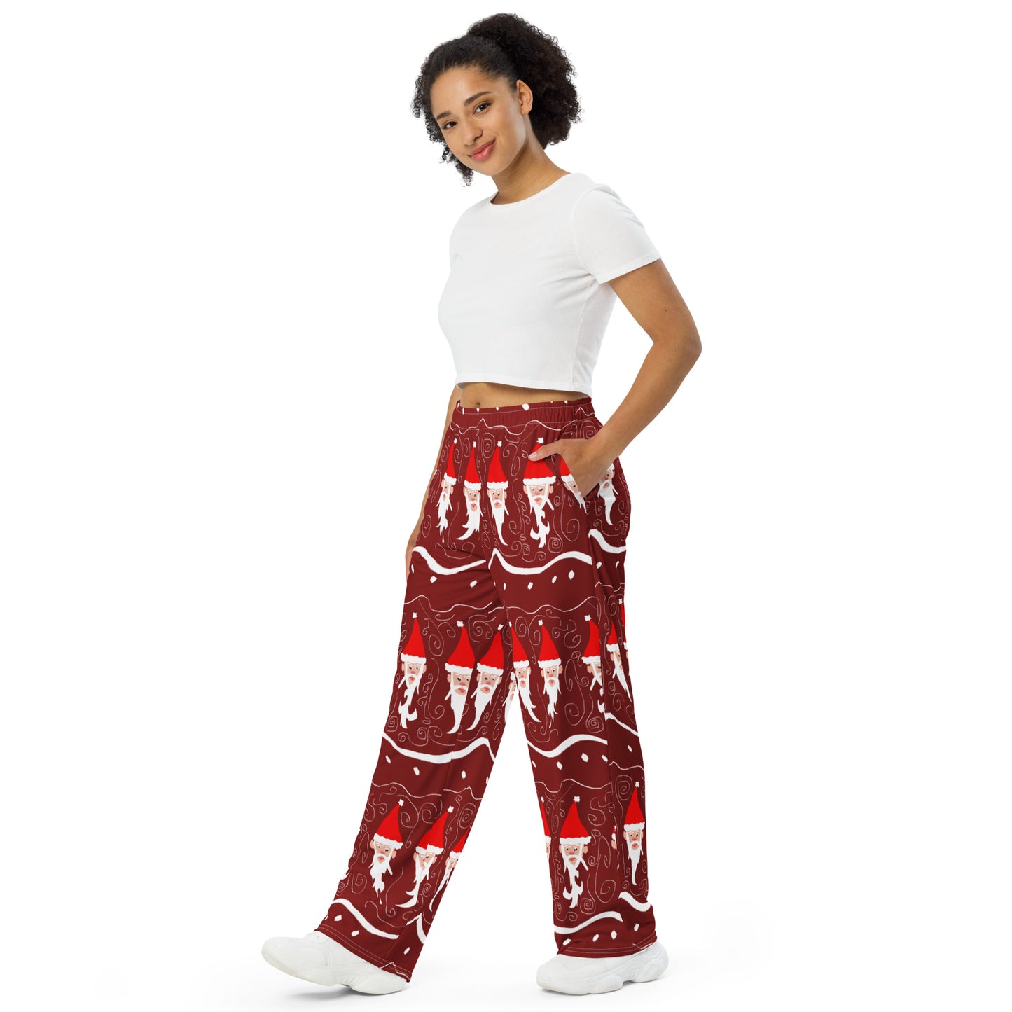 Bearded Santa Pattern All-over print unisex wide-leg pants