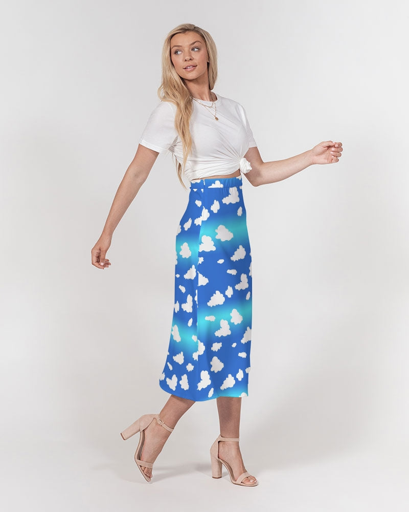 Clouds Pattern Women's All-Over Print A-Line Midi Skirt