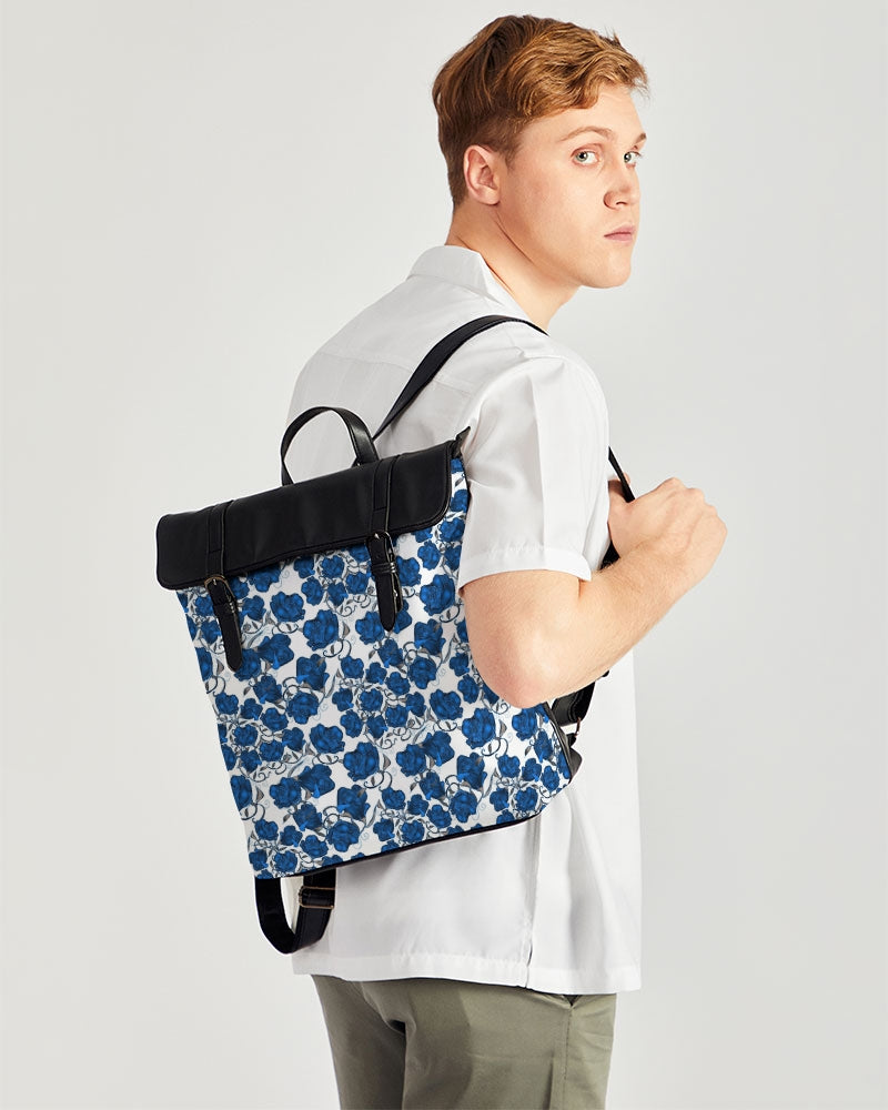 Blue Roses Casual Flap Backpack