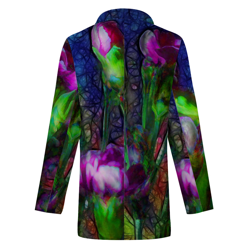 Abstract Pink Carnations Custom Women's Casual Suit All Over Print Blazer Coat Fashion Light Coat