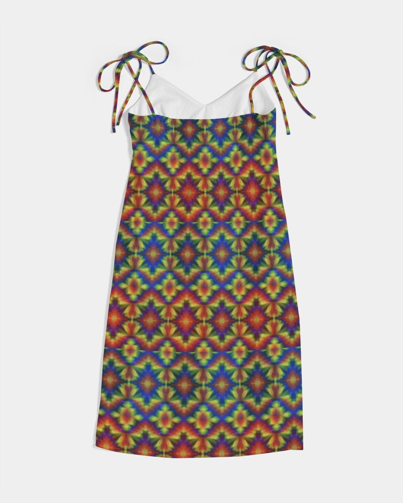 Carnival Kaleidoscope Women's All-Over Print Tie Strap Split Dress