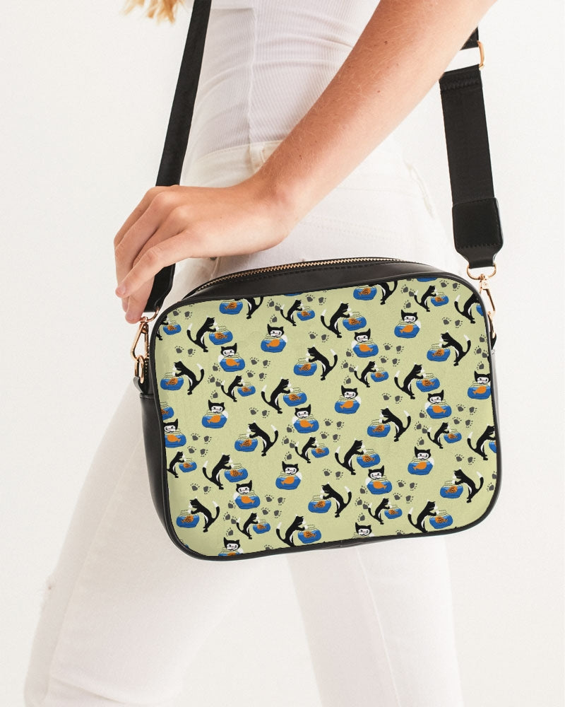 Cat and a Fishbowl Crossbody Bag