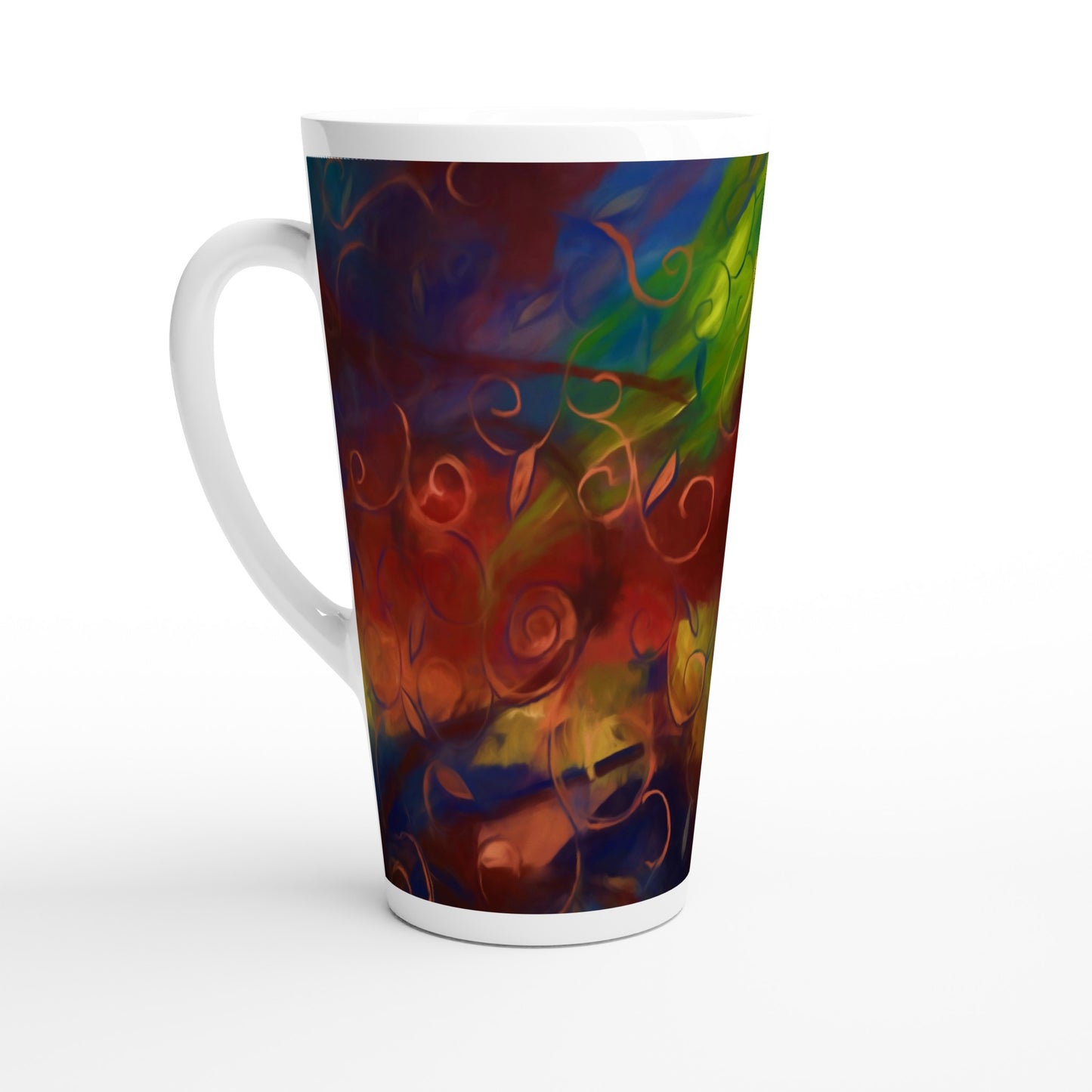 Abstract Fall Swirls White Latte 17oz Ceramic Mug