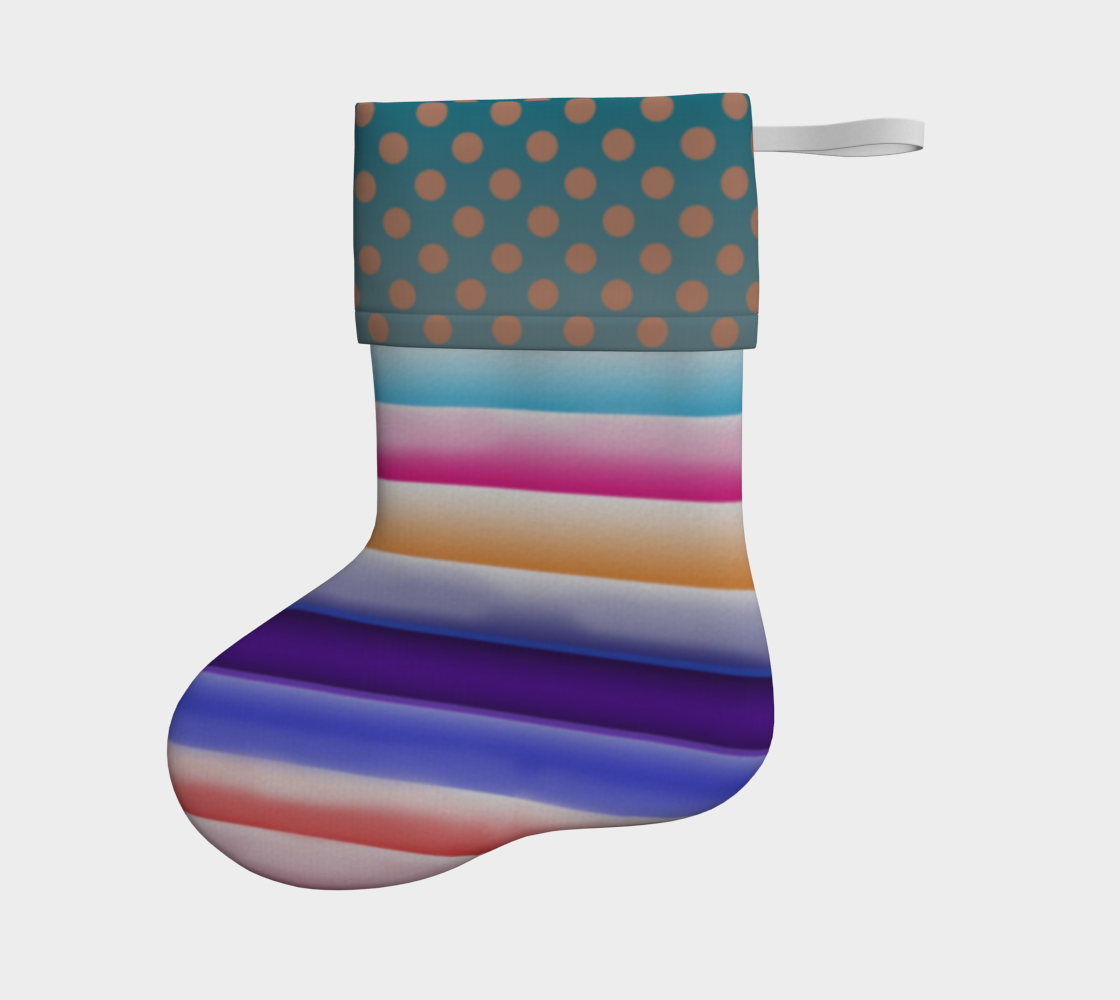 Cotton Candy Stripe and Polkadots Christmas Stocking