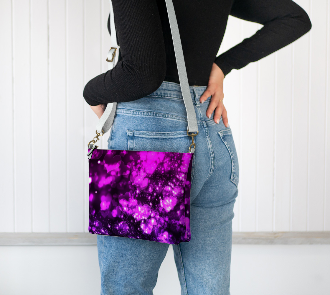 Bokeh Hearts Vegan Crossbody Purse