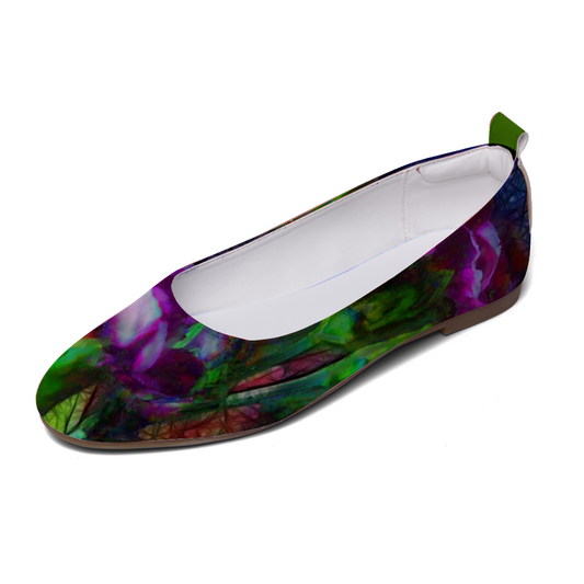 Abstract Pink Carnations Custom Unisex Flat Shoes Leather Shoes Comfortable Round Toe Slip