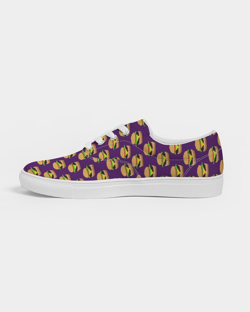 Cheeseburger Pattern Men's Lace Up Canvas Shoe