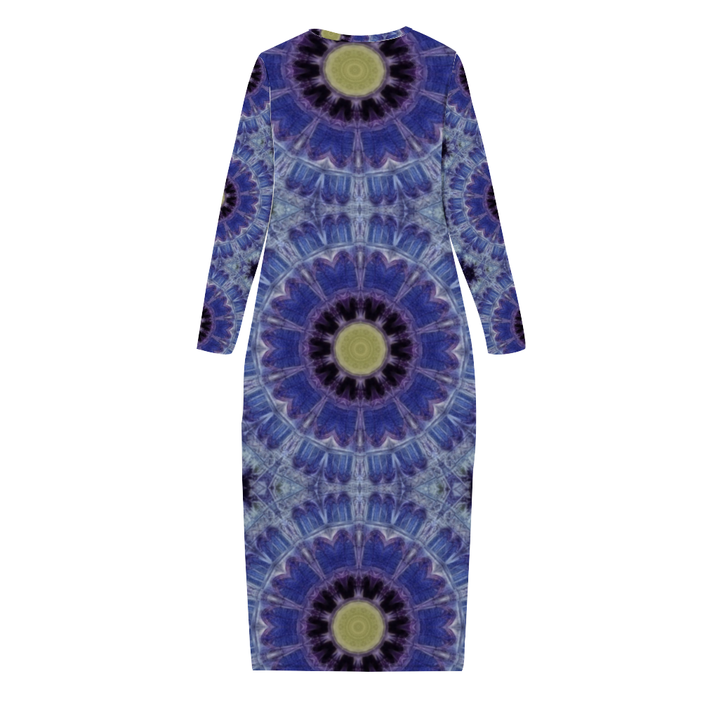 Blue Cathedral Kaleidoscope Custom Women's Long Sleeve Dress Summer All Over Print Stylish Long Dress