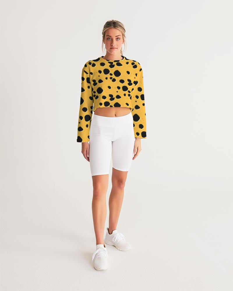 Cheese Women's All-Over Print Cropped Sweatshirt