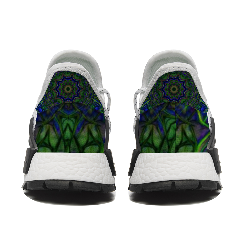 blue Green Ribbon Kaleidoscope Custom Unisex Mid Top Breathable Non-slip Sneakers