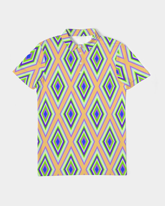 Colorful Diamonds Variation 1 Men's All-Over Print Slim Fit Short Sleeve Polo