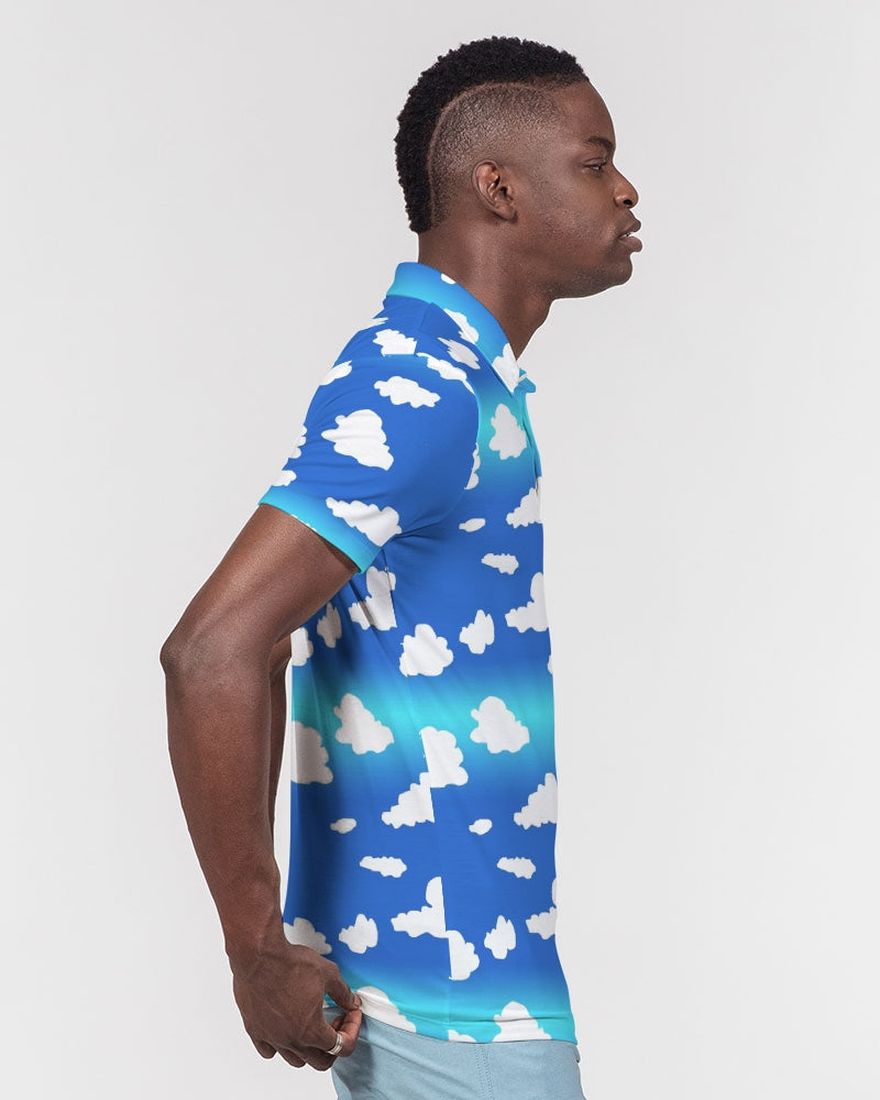 Clouds Pattern Men's All-Over Print Slim Fit Short Sleeve Polo