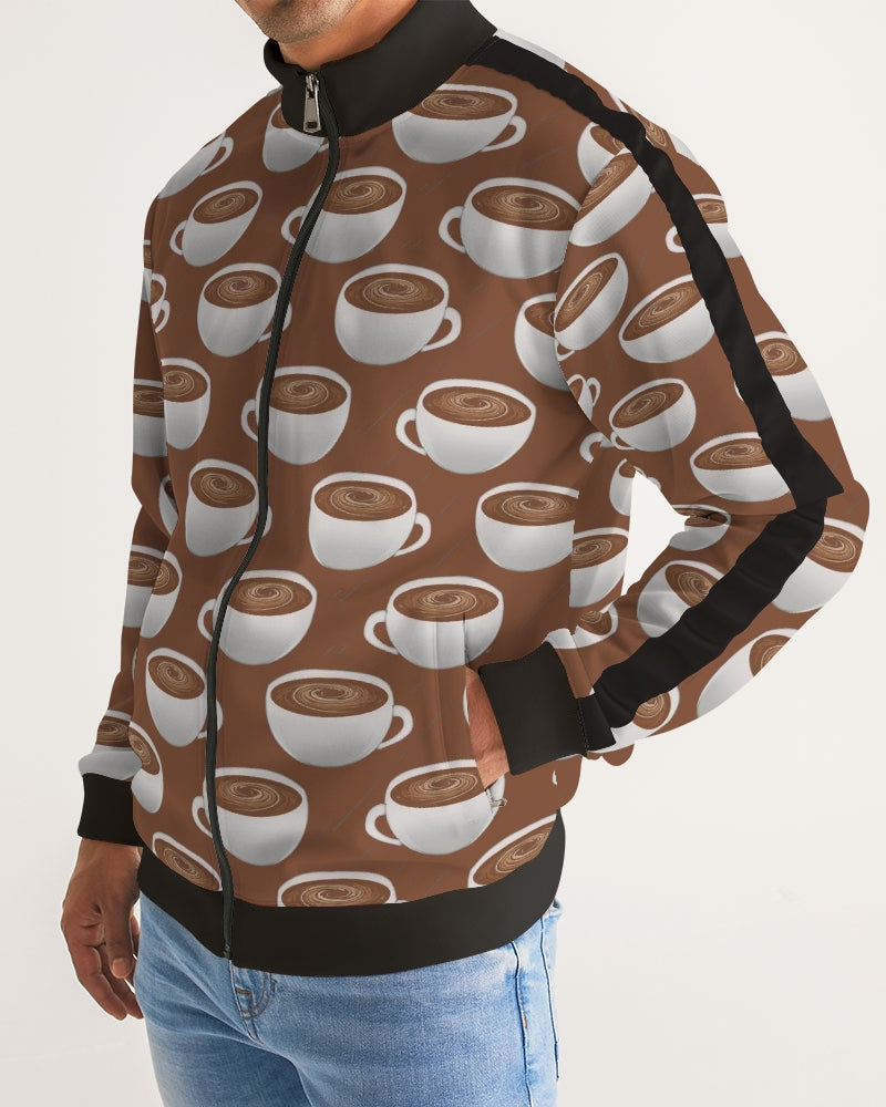 Coffee on Coffee Men's All-Over Print Stripe Sleeve Track Jacket