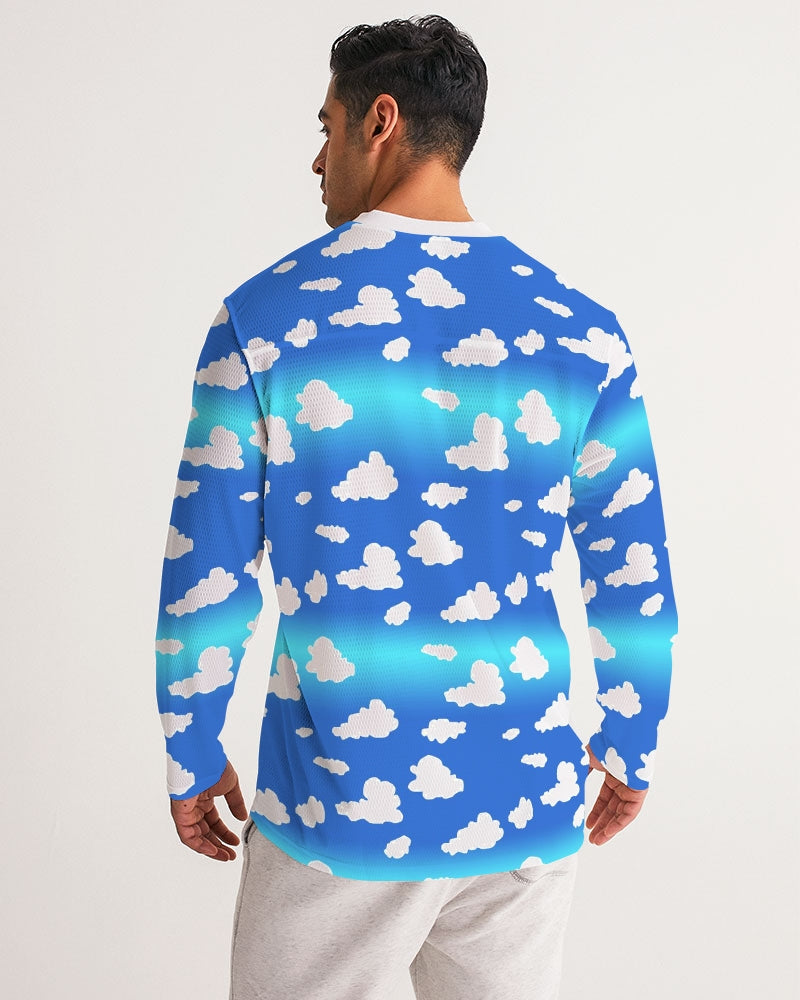 Clouds Pattern Men's All-Over Print Long Sleeve Sports Jersey