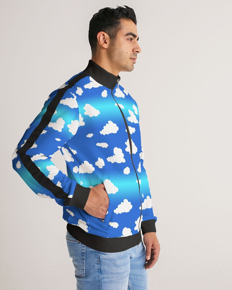 Clouds Pattern Men's All-Over Print Stripe Sleeve Track Jacket