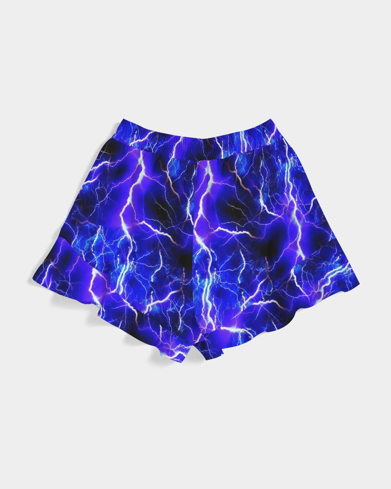 Blue Lightning Women's All-Over Print Ruffle Shorts