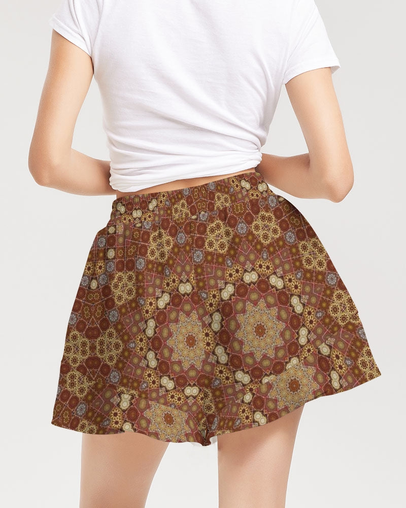 Checkered Star Geometry Women's All-Over Print Ruffle Shorts