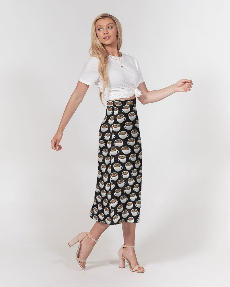 Coffee Pattern Women's All-Over Print A-Line Midi Skirt