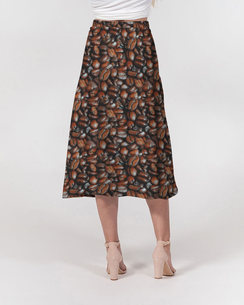 Coffee Bean Pattern Women's All-Over Print A-Line Midi Skirt