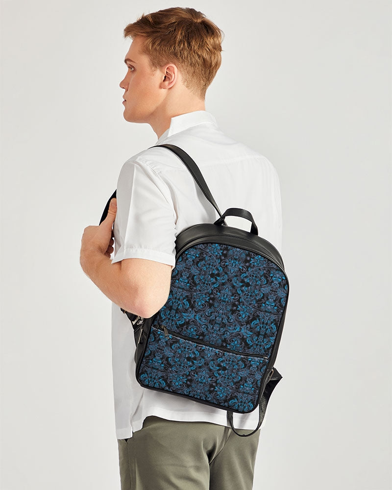 Blue Vines and Lace Classic Faux Leather Backpack