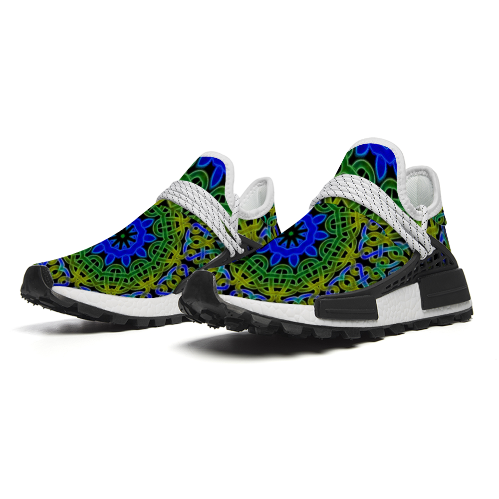 Blue Green Celtic Kaleidoscope Custom Unisex Mid Top Breathable Non-slip Sneakers