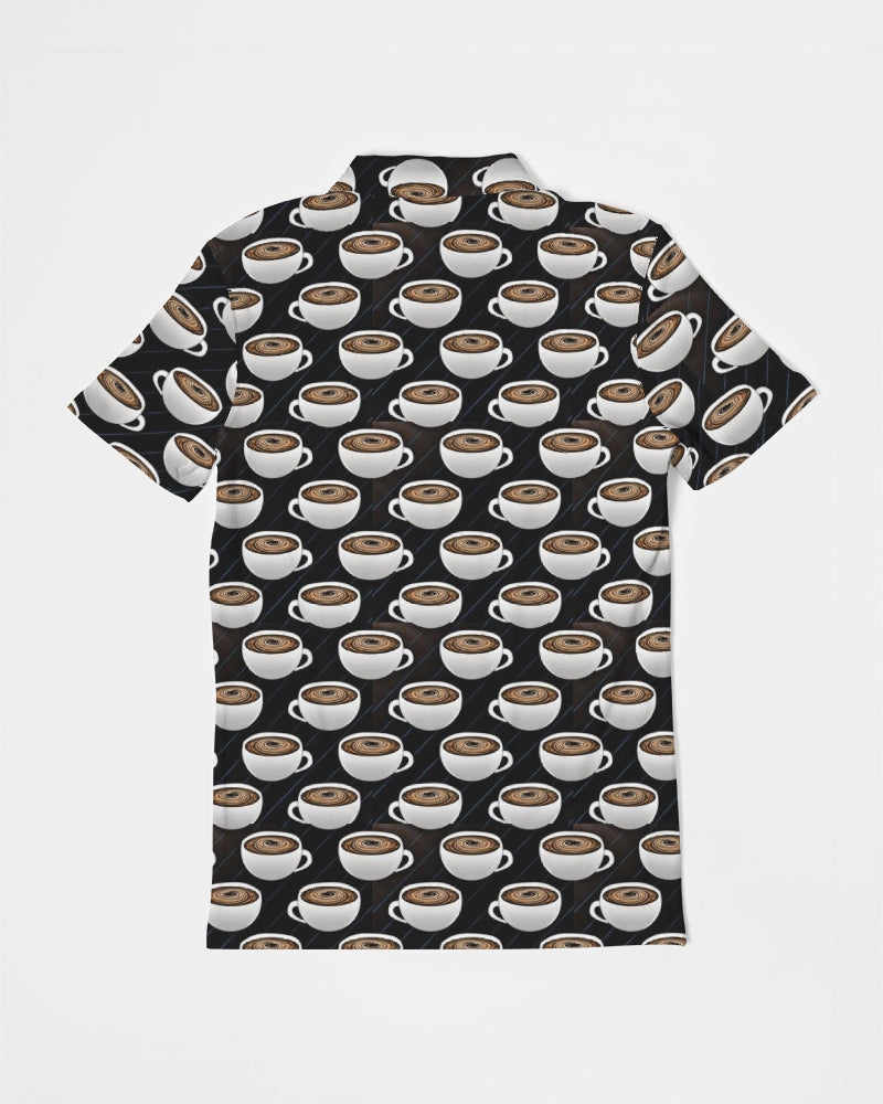 Coffee Pattern Men's All-Over Print Slim Fit Short Sleeve Polo