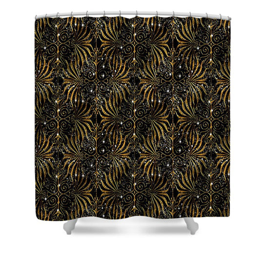 Black and Gold Victorian Sparkle - Shower Curtain