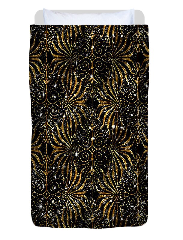 Black and Gold Victorian Sparkle - Duvet Cover