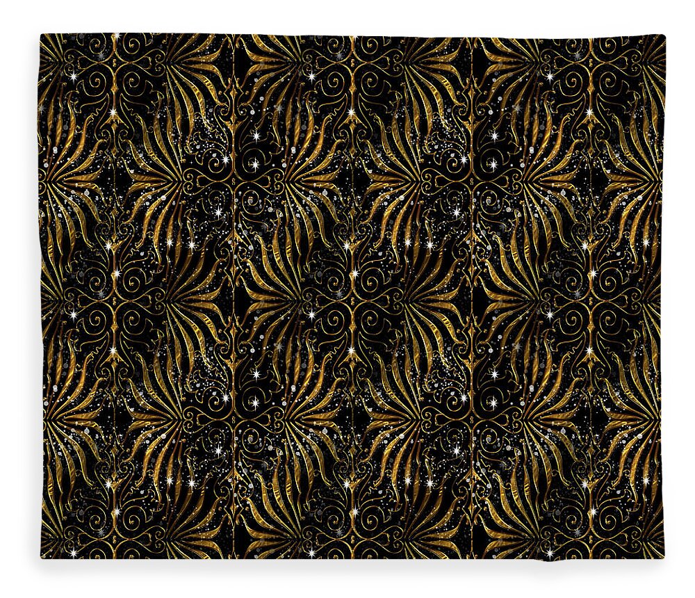 Black and Gold Victorian Sparkle - Blanket