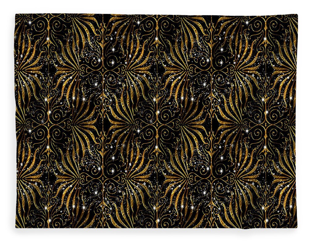 Black and Gold Victorian Sparkle - Blanket