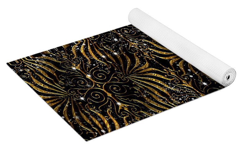 Black and Gold Victorian Sparkle - Yoga Mat