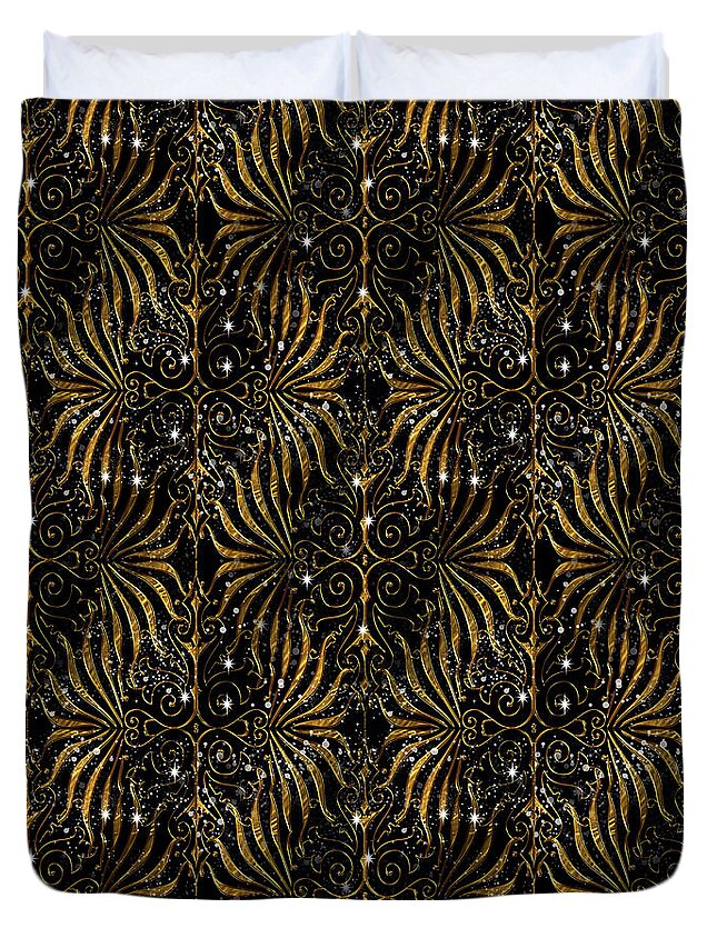 Black and Gold Victorian Sparkle - Duvet Cover