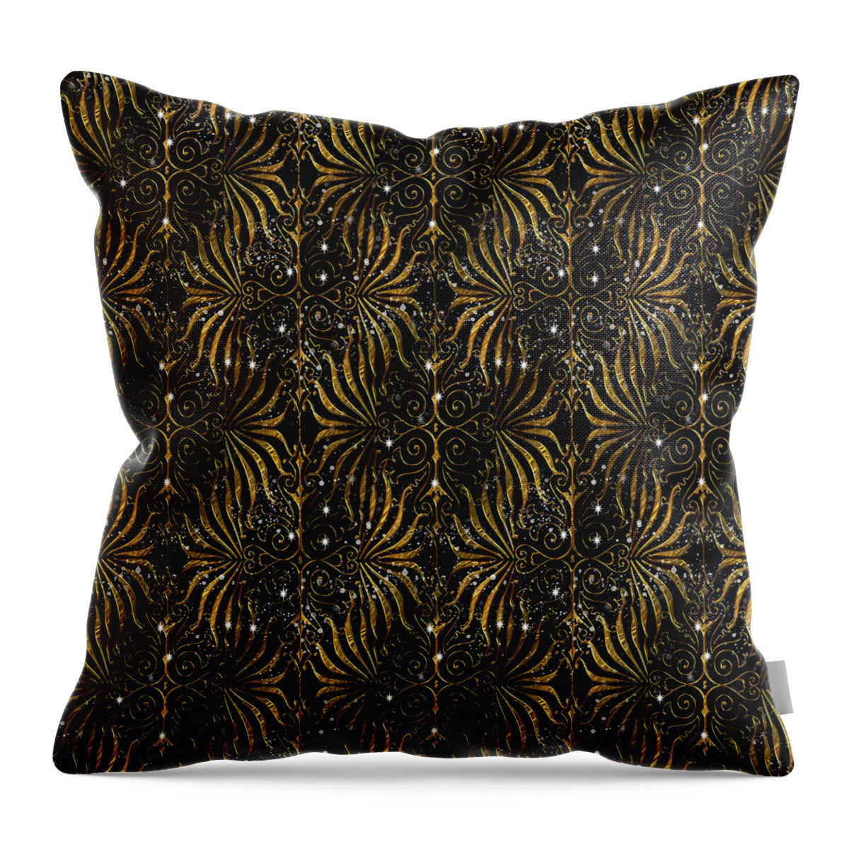 Black and Gold Victorian Sparkle - Throw Pillow